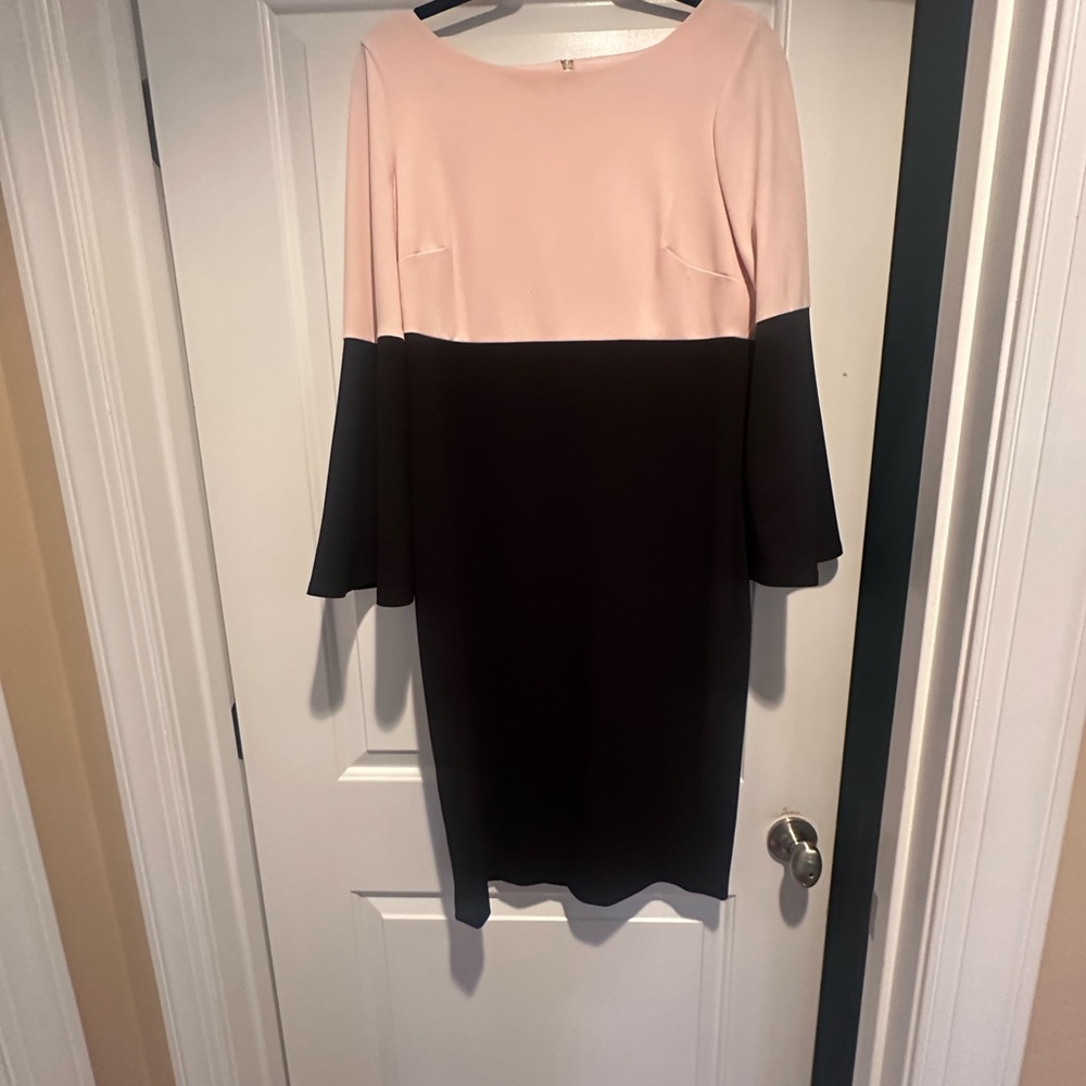 Calvin Klein Pink and Black Long Sleeve Dress